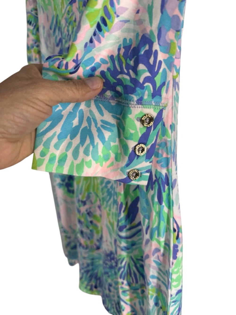 Lilly Pulitzer Multicolor Floral Shift Dress - Blue Green Pink Large NYT - Picture 3 of 7